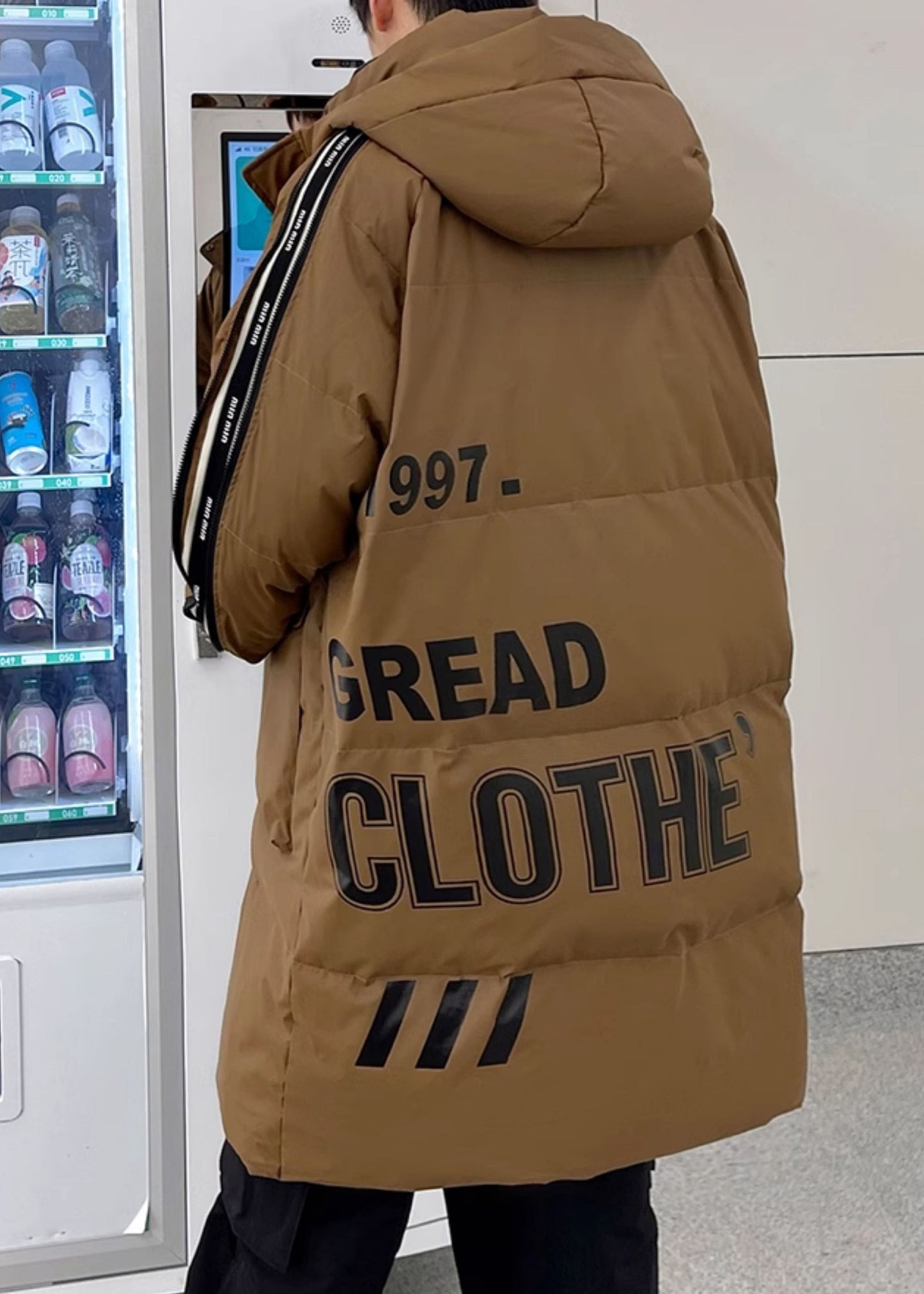 Luvik | Karamelli Vetoketju Tulostettu Ankka Untuvatakki Miesten Talvi