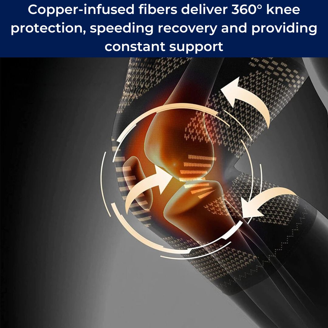 CopperFlex Kneebånd med kompresjon | for smertelindring - støtte - mobilitet - perfekt for utøvere, arthritis, seniorer og skadegjenoppretting Luvikno