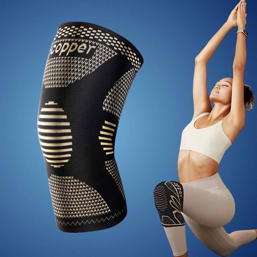 CopperFlex Kneebånd med kompresjon | for smertelindring - støtte - mobilitet - perfekt for utøvere, arthritis, seniorer og skadegjenoppretting Luvikno
