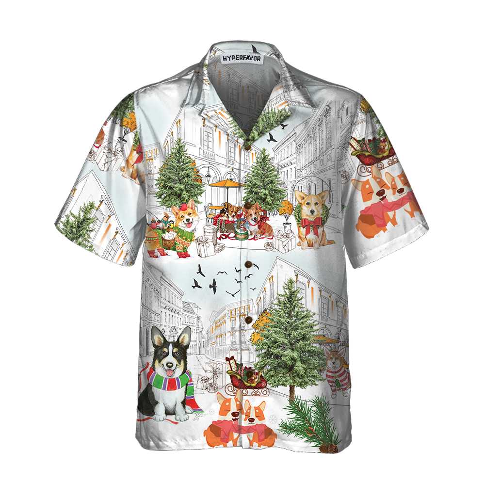 Luvik | Corgit Jul Hawaiian T-skjorte, Corgi Julegenser for Menn & Kvinner, Best Julegave