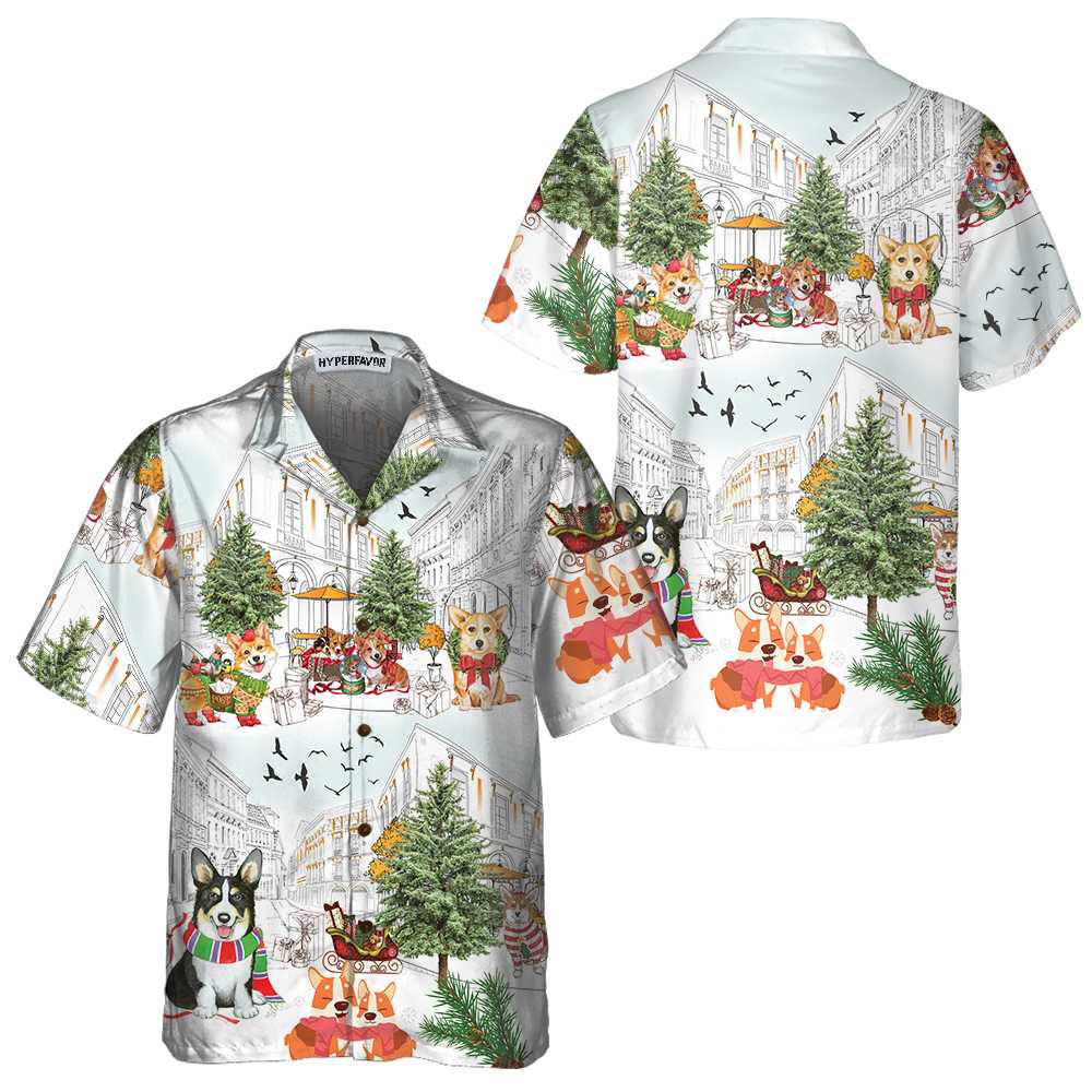 Luvik | Corgit Jul Hawaiian T-skjorte, Corgi Julegenser for Menn & Kvinner, Best Julegave