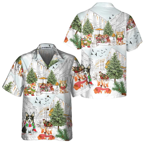 Luvik | Corgit Jul Hawaiian T-skjorte, Corgi Julegenser for Menn & Kvinner, Best Julegave