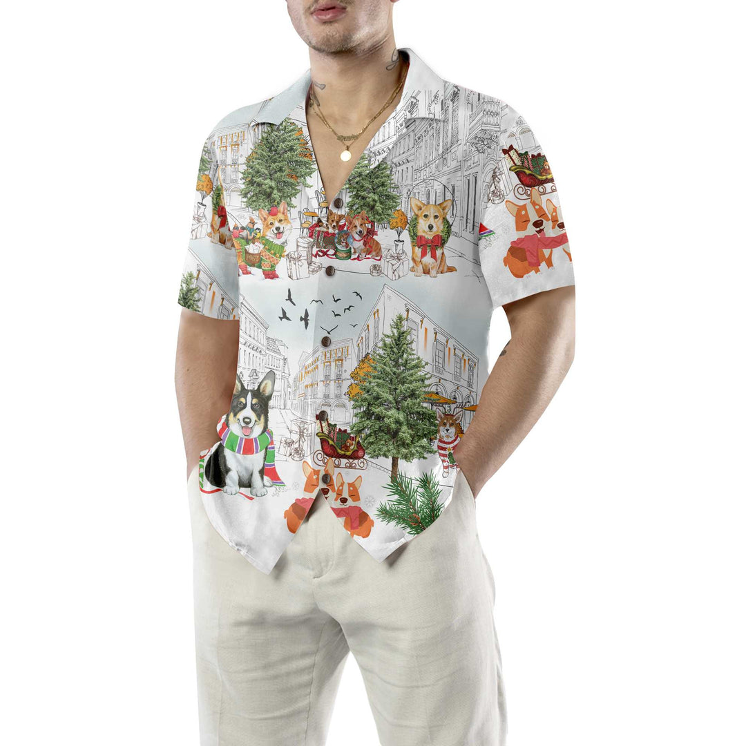 Luvik | Corgit Jul Hawaiian T-skjorte, Corgi Julegenser for Menn & Kvinner, Best Julegave