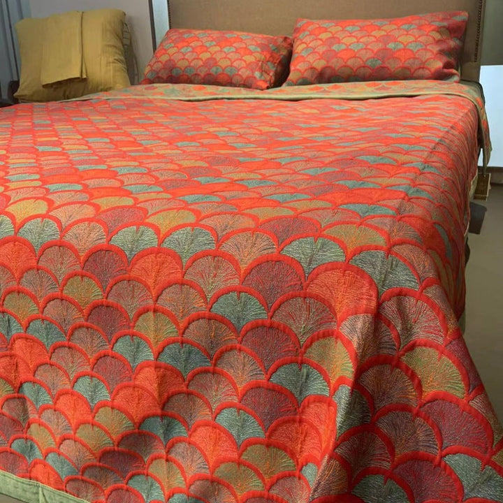 COTTON REVERSIBLE QUILTED BEDCOVER + Matchende Putetrekk - Alt-i-ett Sett Luvikno