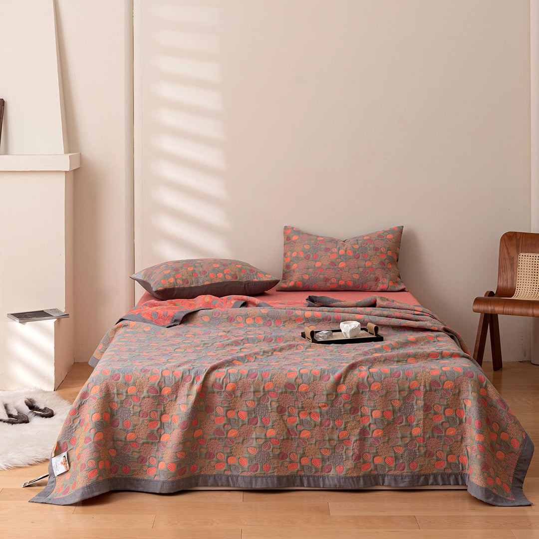 COTTON REVERSIBLE QUILTED BEDCOVER + Matchende Putetrekk - Alt-i-ett Sett Luvikno