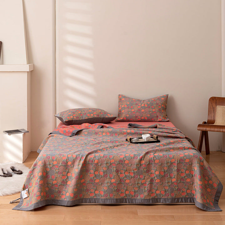 COTTON REVERSIBLE QUILTED BEDCOVER + Matchende Putetrekk - Alt-i-ett Sett Luvikno