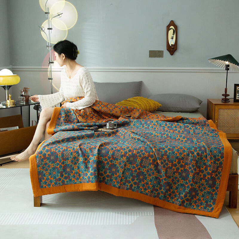COTTON REVERSIBLE QUILTED BEDCOVER + Matchende Putetrekk - Alt-i-ett Sett Luvikno