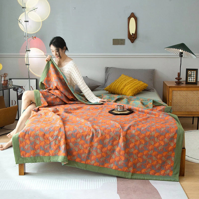 COTTON REVERSIBLE QUILTED BEDCOVER + Matchende Putetrekk - Alt-i-ett Sett Luvikno