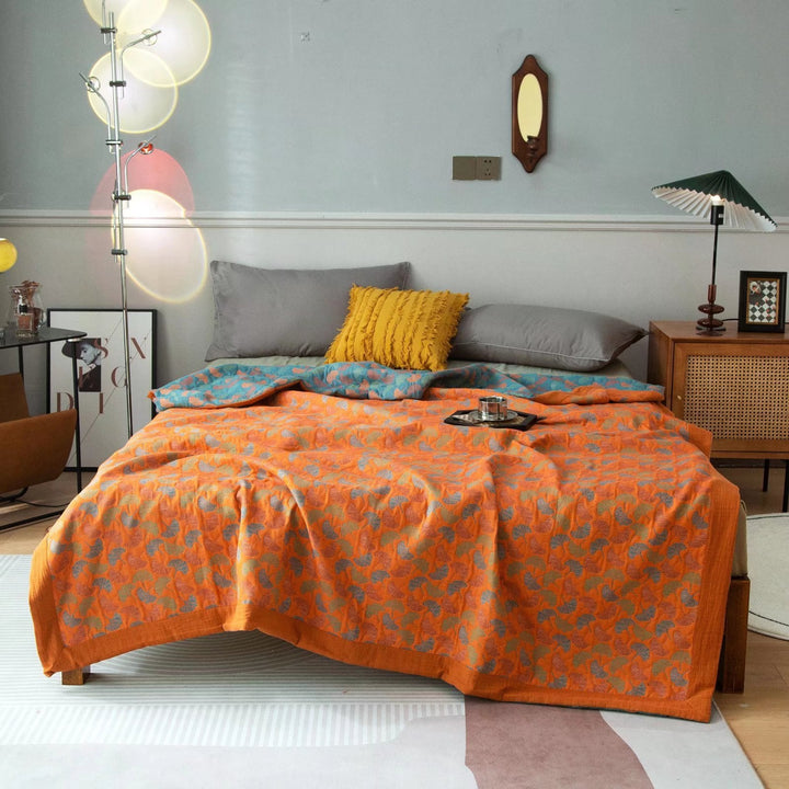 COTTON REVERSIBLE QUILTED BEDCOVER + Matchende Putetrekk - Alt-i-ett Sett Luvikno