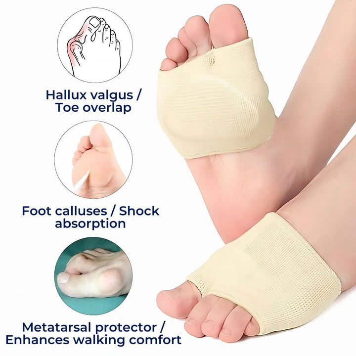 CushionFlex Fremre fotbeskyttelse | Silikon Gelpute - Absorberer støt på foten - Smertelindring - for Metatarsalgia - Daglig komfort Luvikno
