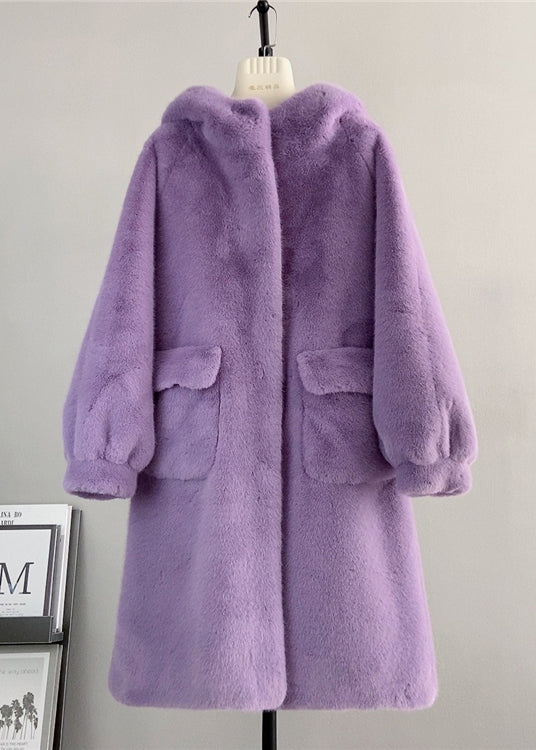 Luvik | Lys rosa Hette Med Lommer Mink Cashmere Jakker Vinter