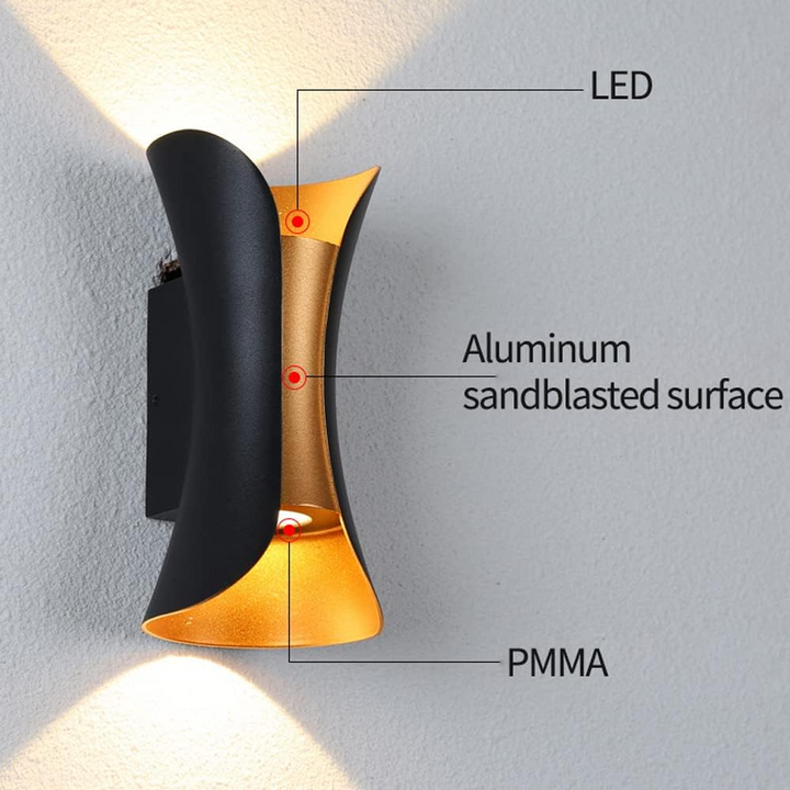 Utendørs LED Vegglampe Aluminium Vanntett Luvikno