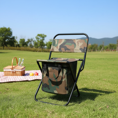 Moderne industrielle rektangulære Oxford-stoff stålpipe sammenleggbare camping stol ryggstøtte uten armer for hage og utendørs terrasse | Luvikno