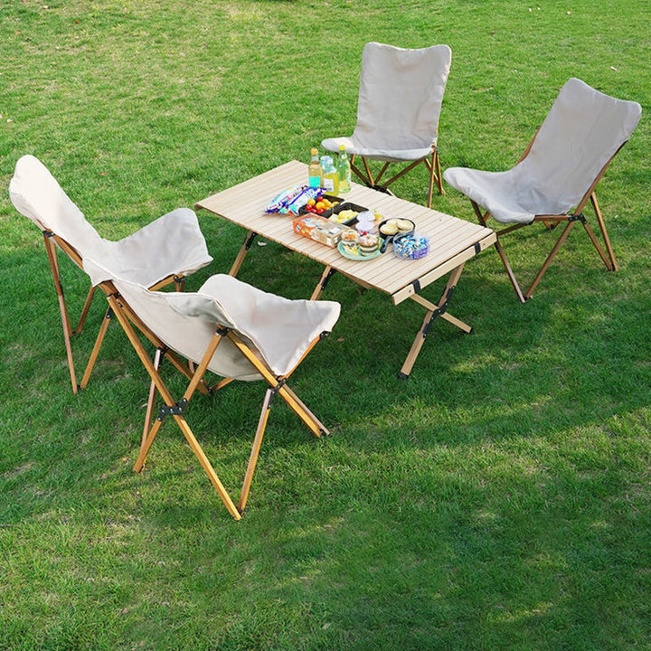 Moderne industriell Oxford-stoff hardware sammenleggbart campingstol ryggstøtte for utendørs terrasse | Luvikno