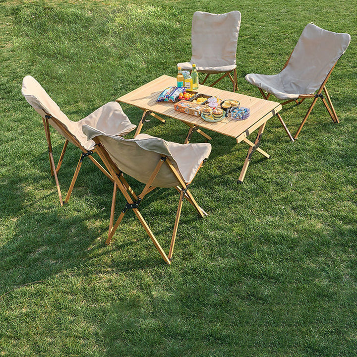 Moderne industriell Oxford-stoff hardware sammenleggbart campingstol ryggstøtte for utendørs terrasse | Luvikno