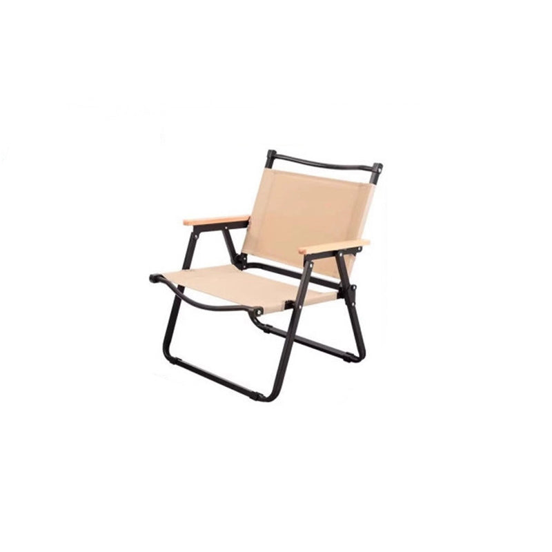 Moderne Minimalistisk Rektangel Bøk Tre Karbon Stål Oxford Stoff Utendørs Sammenleggbar Camping Stol Ryggstøtte Armlene For Hage | Luvikno