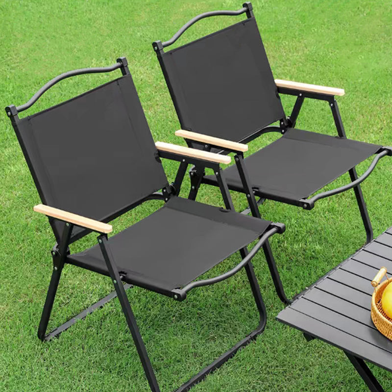 Moderne Minimalistisk Rektangel Bøk Tre Karbon Stål Oxford Stoff Utendørs Sammenleggbar Camping Stol Ryggstøtte Armlene For Hage | Luvikno