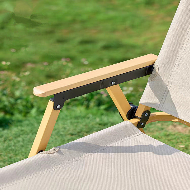 Moderne Minimalistisk Rektangel Bøk Tre Karbon Stål Oxford Stoff Utendørs Sammenleggbar Camping Stol Ryggstøtte Armlene For Hage | Luvikno