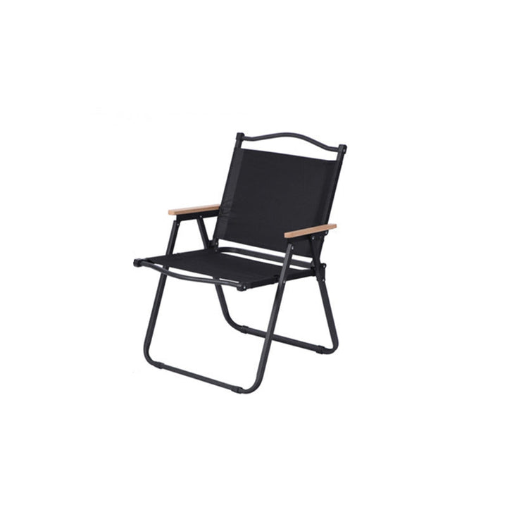 Moderne Minimalistisk Rektangel Bøk Tre Karbon Stål Oxford Stoff Utendørs Sammenleggbar Camping Stol Ryggstøtte Armlene For Hage | Luvikno