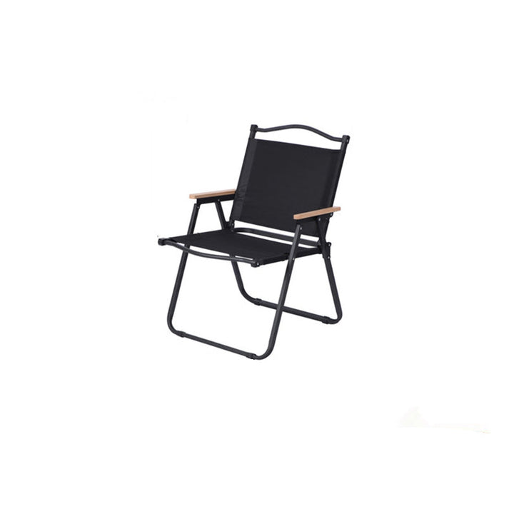 Moderne Minimalistisk Rektangel Bøk Tre Karbon Stål Oxford Stoff Utendørs Sammenleggbar Camping Stol Ryggstøtte Armlene For Hage | Luvikno