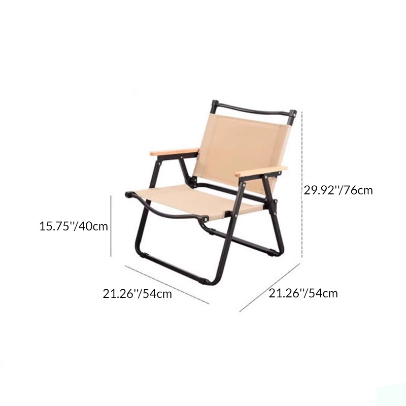 Moderne Minimalistisk Rektangel Bøk Tre Karbon Stål Oxford Stoff Utendørs Sammenleggbar Camping Stol Ryggstøtte Armlene For Hage | Luvikno