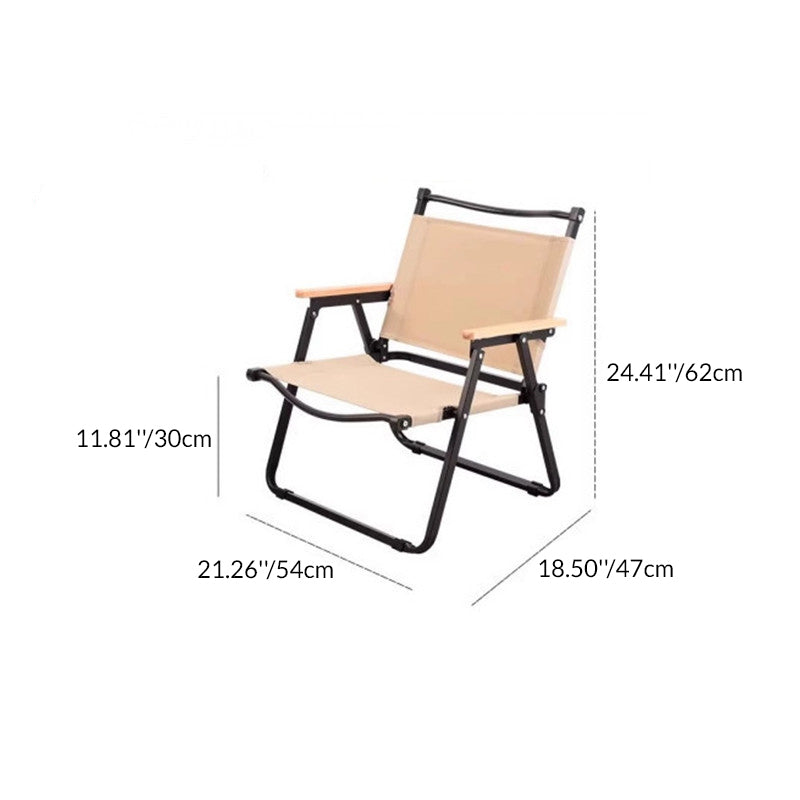Moderne Minimalistisk Rektangel Bøk Tre Karbon Stål Oxford Stoff Utendørs Sammenleggbar Camping Stol Ryggstøtte Armlene For Hage | Luvikno