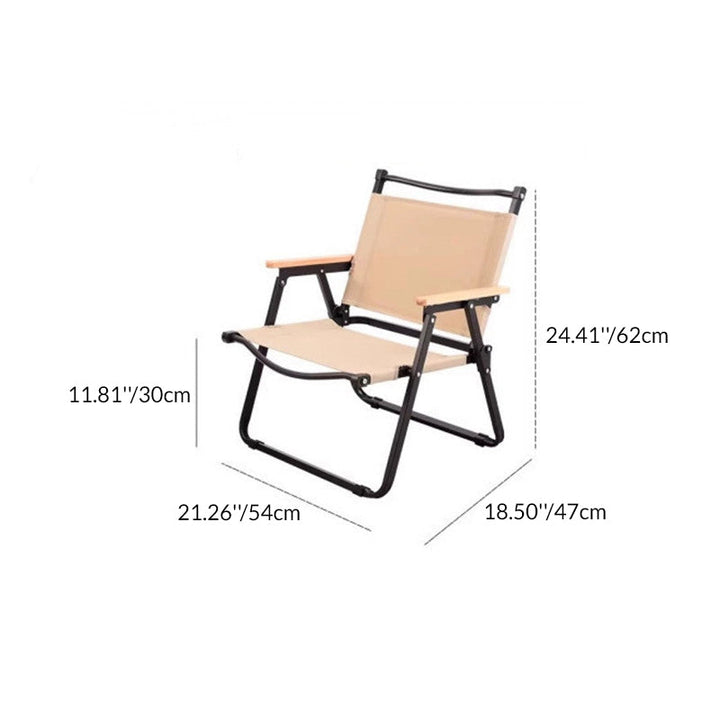 Moderne Minimalistisk Rektangel Bøk Tre Karbon Stål Oxford Stoff Utendørs Sammenleggbar Camping Stol Ryggstøtte Armlene For Hage | Luvikno