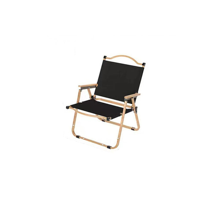 Moderne Minimalistisk Rektangel Bøk Tre Karbon Stål Oxford Stoff Utendørs Sammenleggbar Camping Stol Ryggstøtte Armlene For Hage | Luvikno