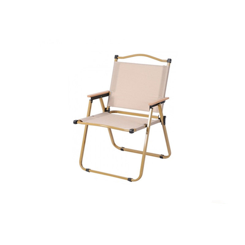 Moderne Minimalistisk Rektangel Bøk Tre Karbon Stål Oxford Stoff Utendørs Sammenleggbar Camping Stol Ryggstøtte Armlene For Hage | Luvikno