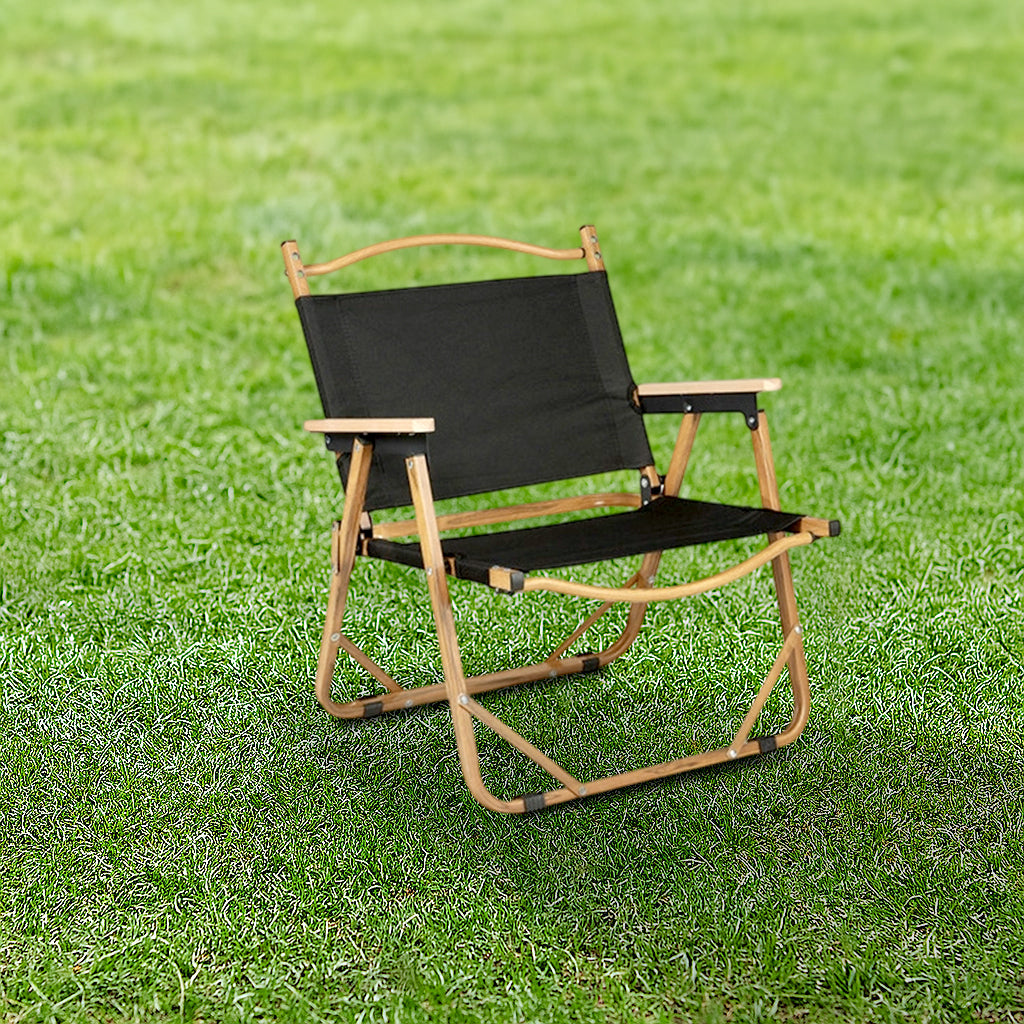 Moderne Minimalistisk Rektangulær Utendørs Karbonstål Aluminium Legert Bøk Tre Oxford Stoff PET Sammenleggbar Bærbar Avtakbar Camping Stol Ryggstøtte Armlene For Hage | Luvikno