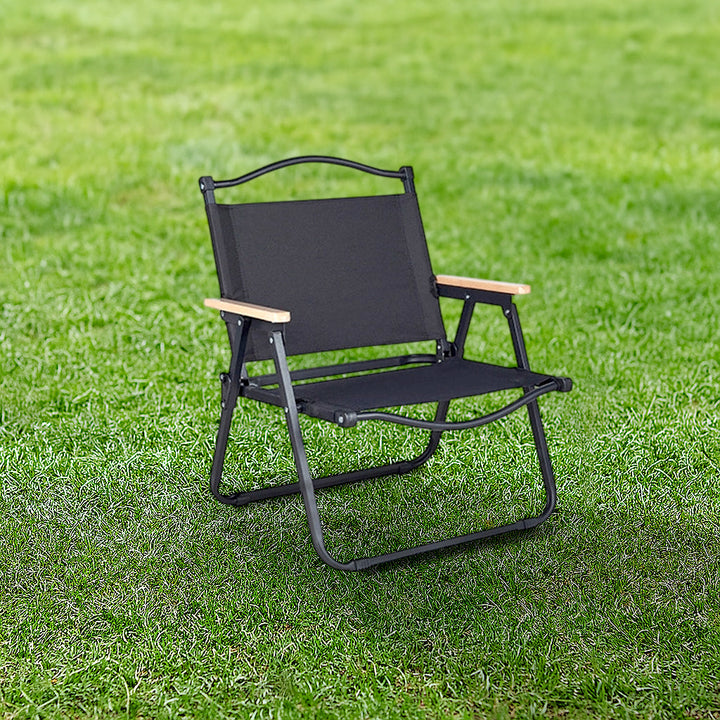 Moderne Minimalistisk Rektangulær Utendørs Karbonstål Aluminium Legert Bøk Tre Oxford Stoff PET Sammenleggbar Bærbar Avtakbar Camping Stol Ryggstøtte Armlene For Hage | Luvikno