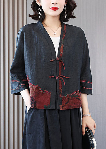 Luvik | Jakker i silke-patchwork brodert med svarte franser