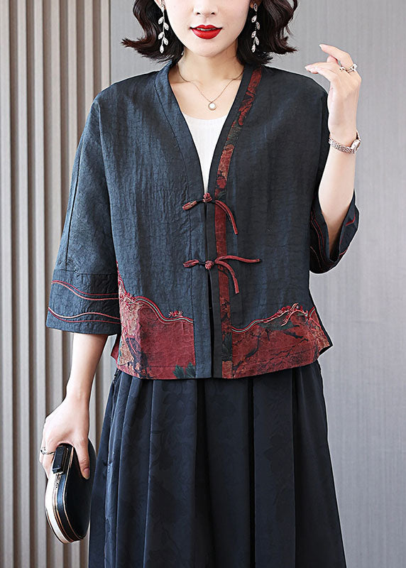 Luvik | Jakker i silke-patchwork brodert med svarte franser