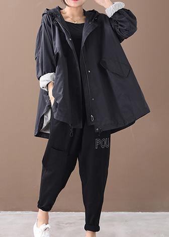 Luvik | muotitakit mustat naiset paidat avokaula huppu talvitakit väljät