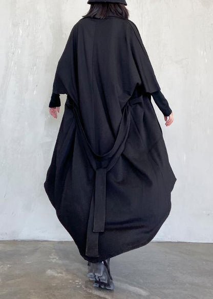 Luvik | Vyö vyötärö takki muoti epäsymmetrinen naisille musta takit tekonahasta