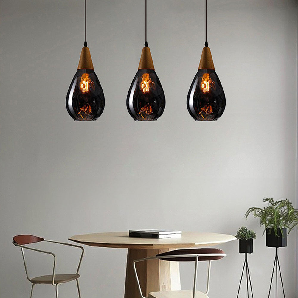 Vintage Tear Drop Glass Pendant Ceiling Light for Dining Room | Luvikno