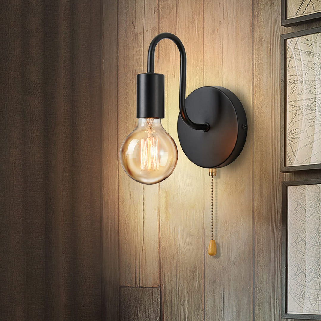 Nordisk industriell vegglampe i svart jern for moderne dekor | Luvikno