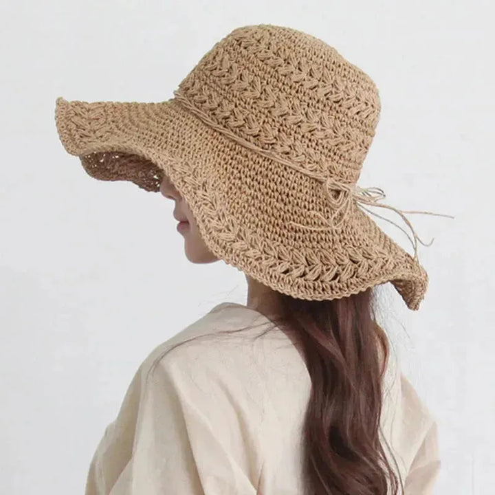 Kvinnenes Solhatt – Lettvekt Retro Stråstrandhatt | Ideell for Sommer og Ferie | Luvikno
