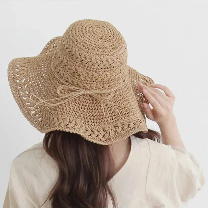 Kvinnenes Solhatt – Lettvekt Retro Stråstrandhatt | Ideell for Sommer og Ferie | Luvikno