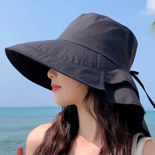 SUNNY | Kvinners solhatt for solen | Bred brim UV nakke beskyttelse | Solar strandhatt kvinne Luvikno