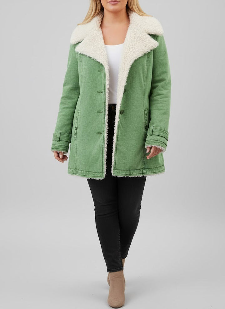 Dame Varme Sherpa-fôret Vinterjakke | Store størrelser