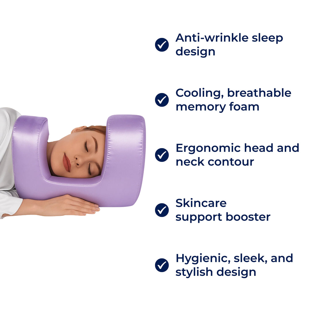 DermSleep | Anti‑Wrinkle Beauty Pillow – Kjølende Minne Skum – Ergonomisk Kontur – Hudpleie Støtte – Side- og Ryggsovende Luvikno