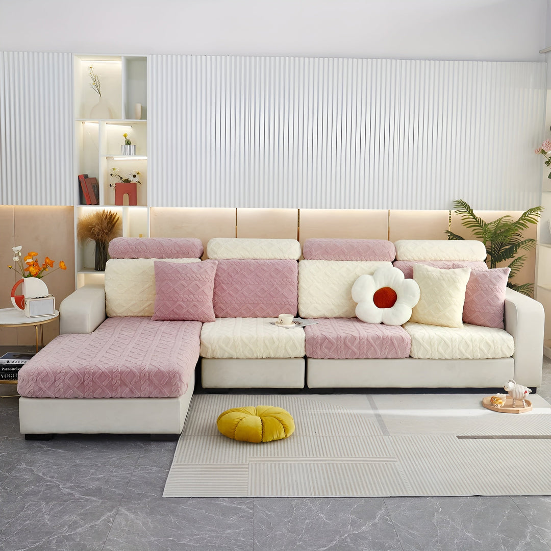 Samt-sofa trekk med diamantmønster – Myk & Luksuriøs | Perfekt passform for enhver sofa | Luvikno