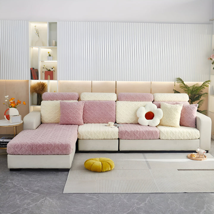 Samt-sofa trekk med diamantmønster – Myk & Luksuriøs | Perfekt passform for enhver sofa | Luvikno