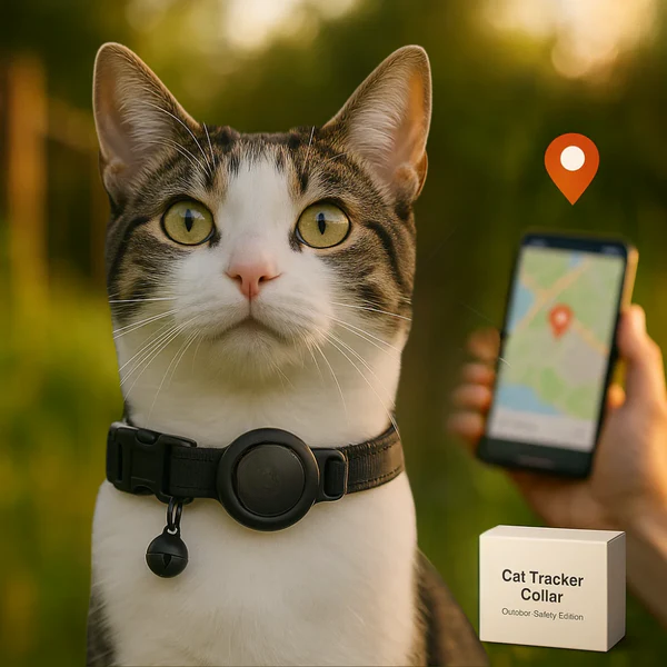 Luvikno | Kat GPS Sporingshalsbånd | Hurtigutløserlås, Reflekterende Design & Holdbar for Utendørs Sikkerhetseventyr