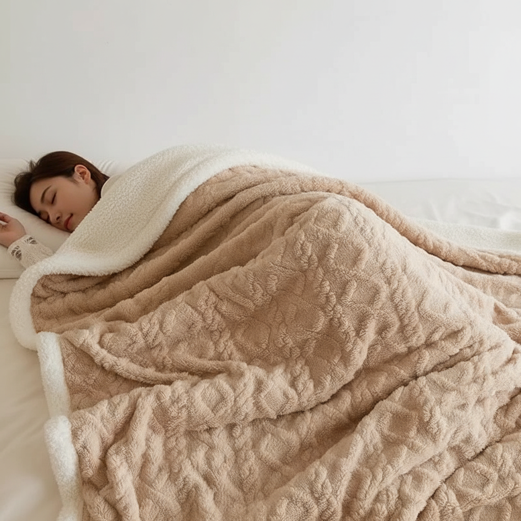 Luvikno | WarmThuis Vinterteppe – Luksus Lamull Fleece Teppe med Dobbeltsidig Design