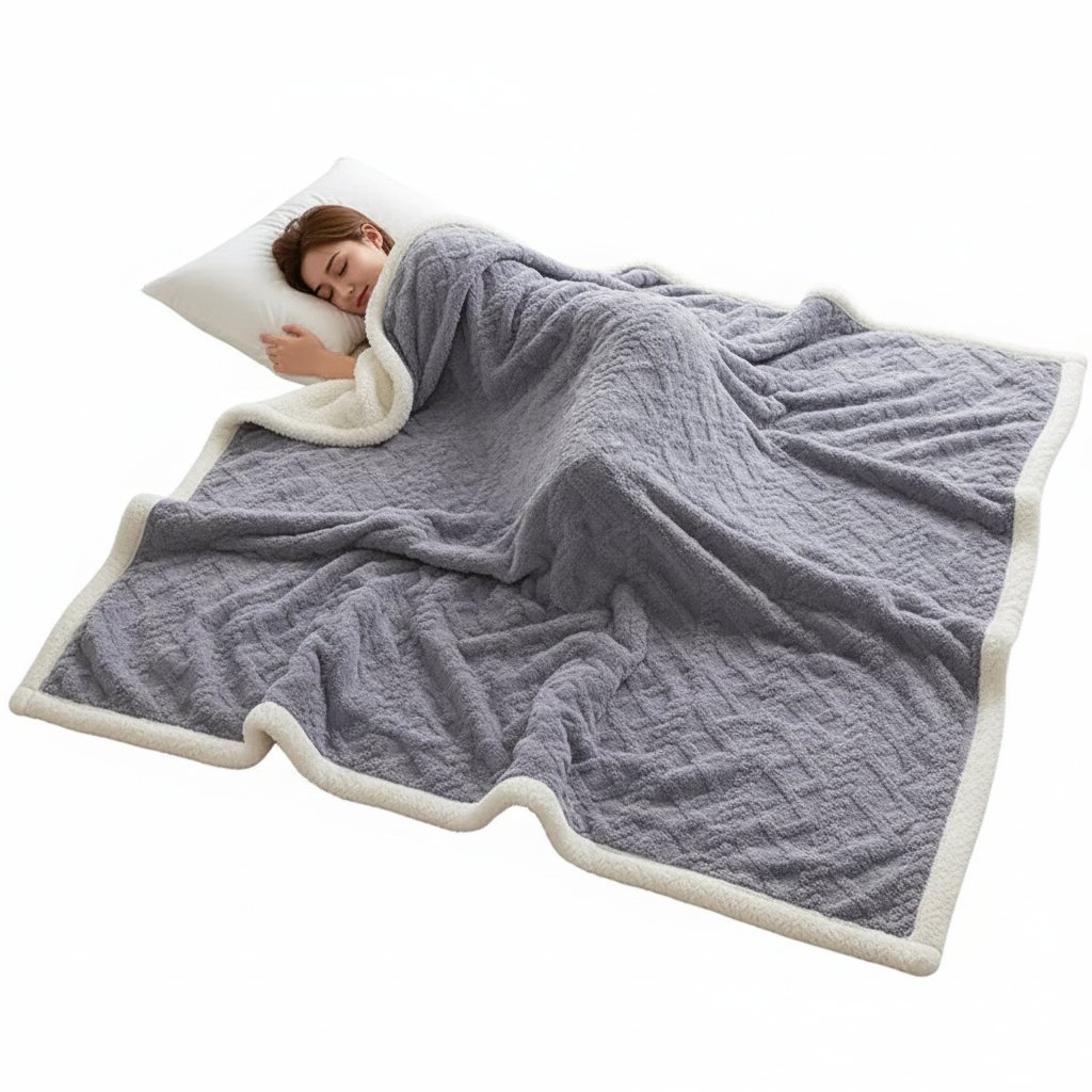 Luvikno | WarmThuis Vinterteppe – Luksus Lamull Fleece Teppe med Dobbeltsidig Design