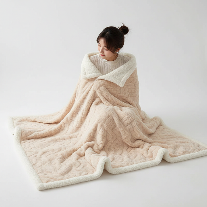 Luvikno | WarmThuis Vinterteppe – Luksus Lamull Fleece Teppe med Dobbeltsidig Design