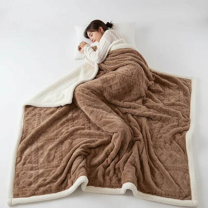 Luvikno | WarmThuis Vinterteppe – Luksus Lamull Fleece Teppe med Dobbeltsidig Design