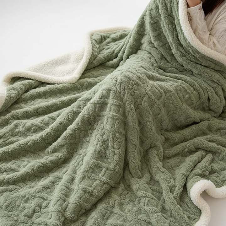 Luvikno | WarmThuis Vinterteppe – Luksus Lamull Fleece Teppe med Dobbeltsidig Design